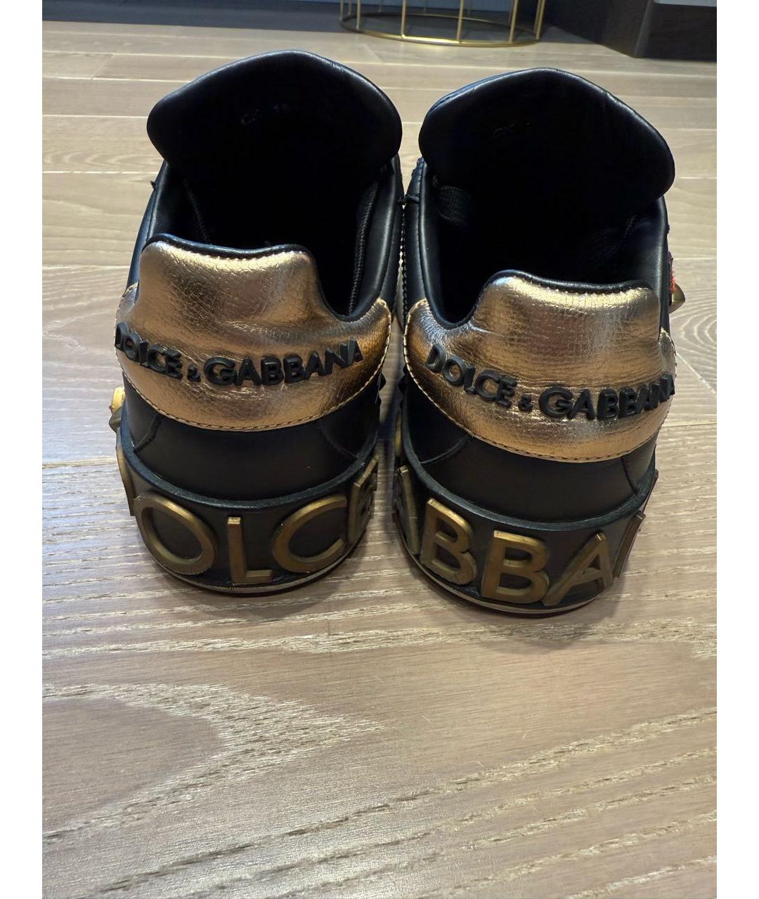 DOLCE&GABBANA Черные кожаные кеды, фото 4