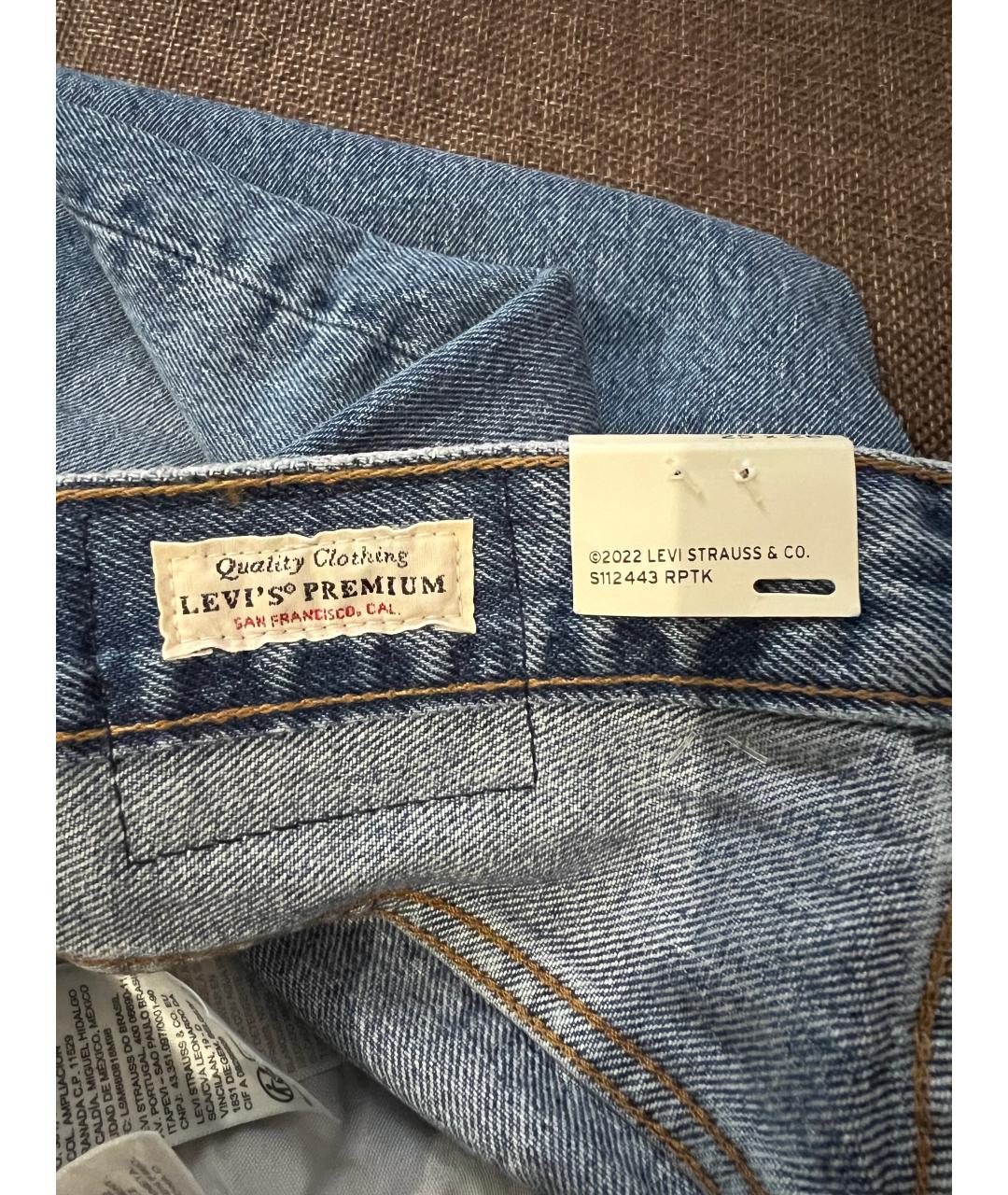 LEVI'S Синие хлопковые прямые джинсы, фото 7