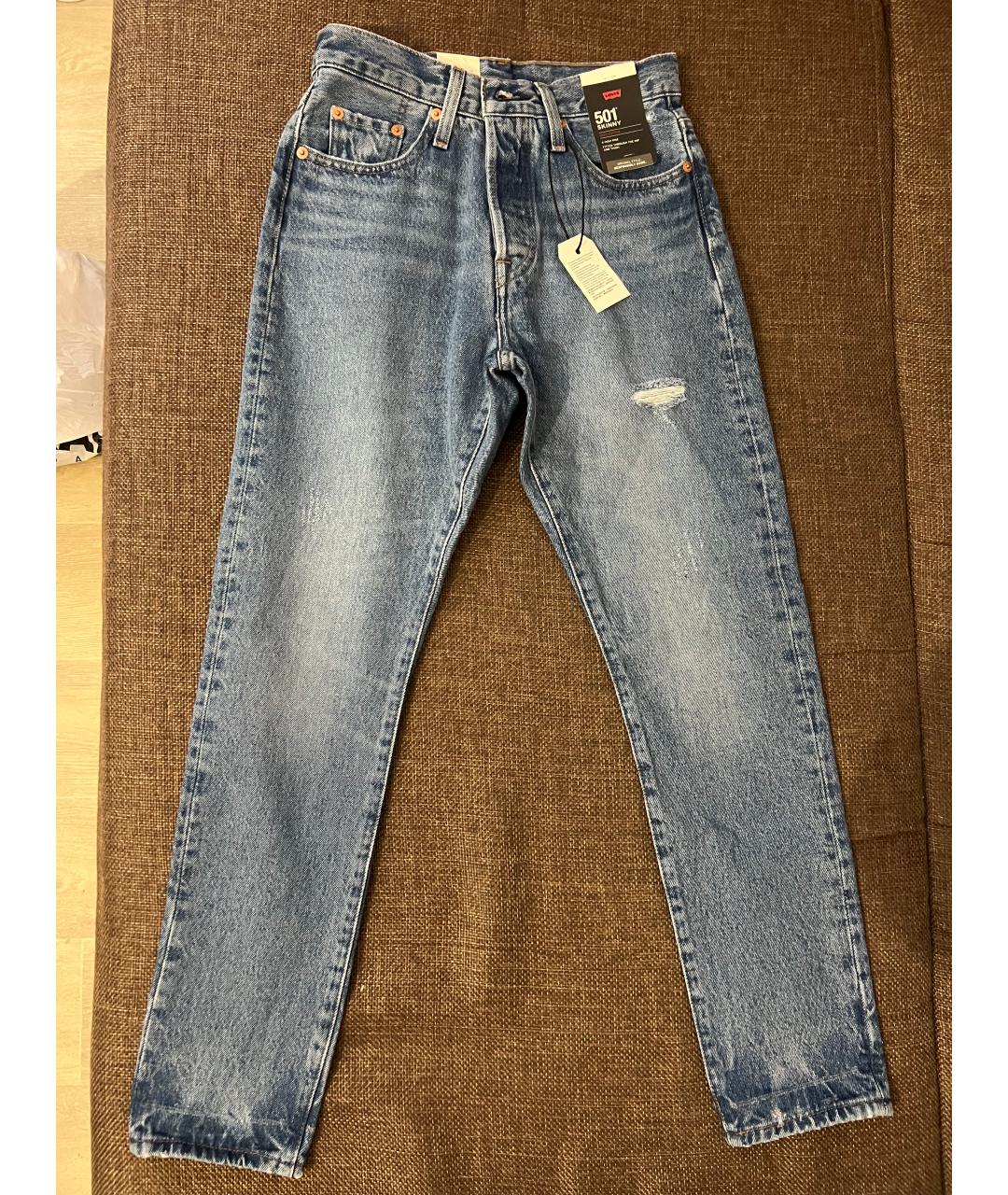 LEVI'S Синие хлопковые прямые джинсы, фото 10