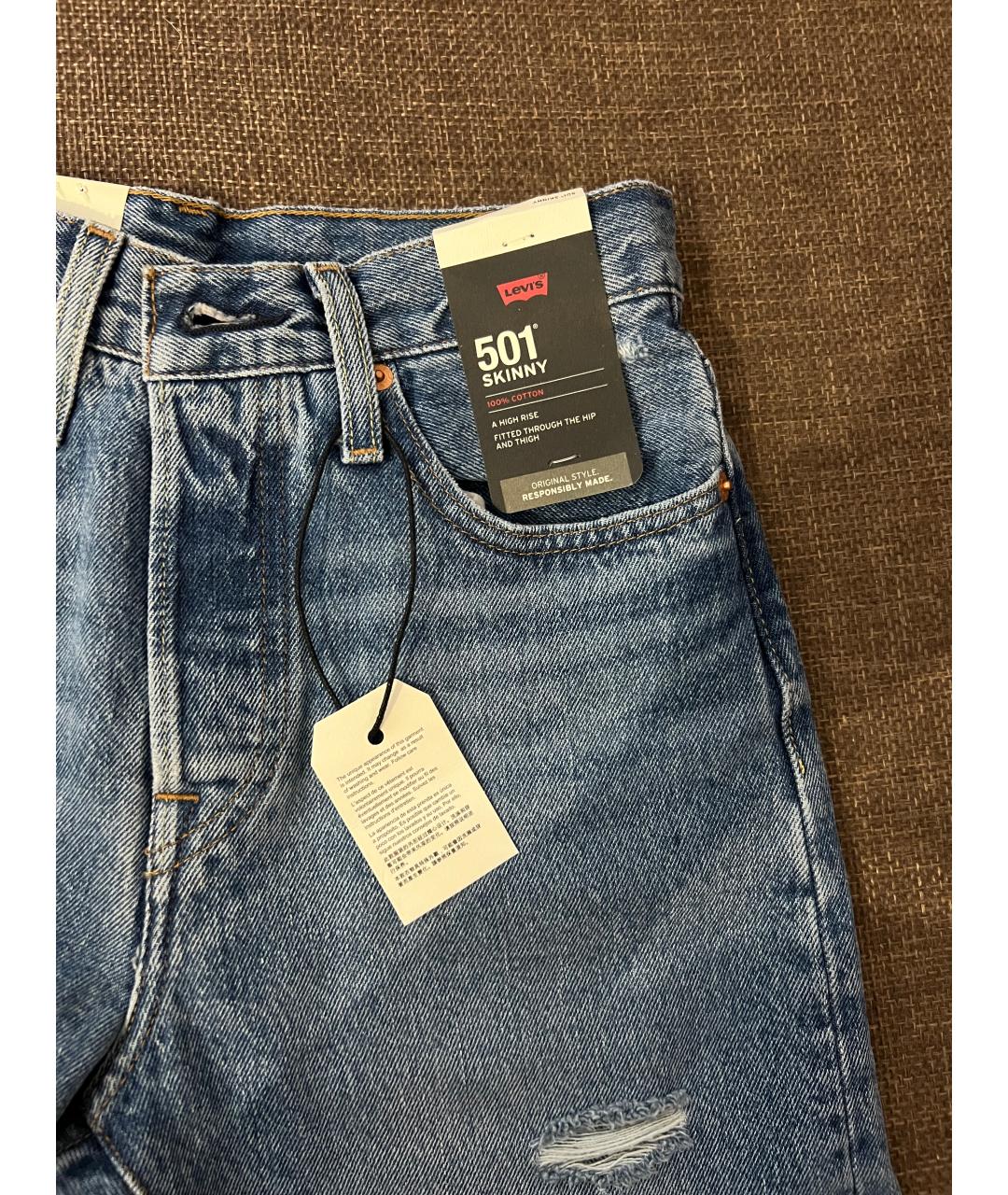 LEVI'S Синие хлопковые прямые джинсы, фото 4