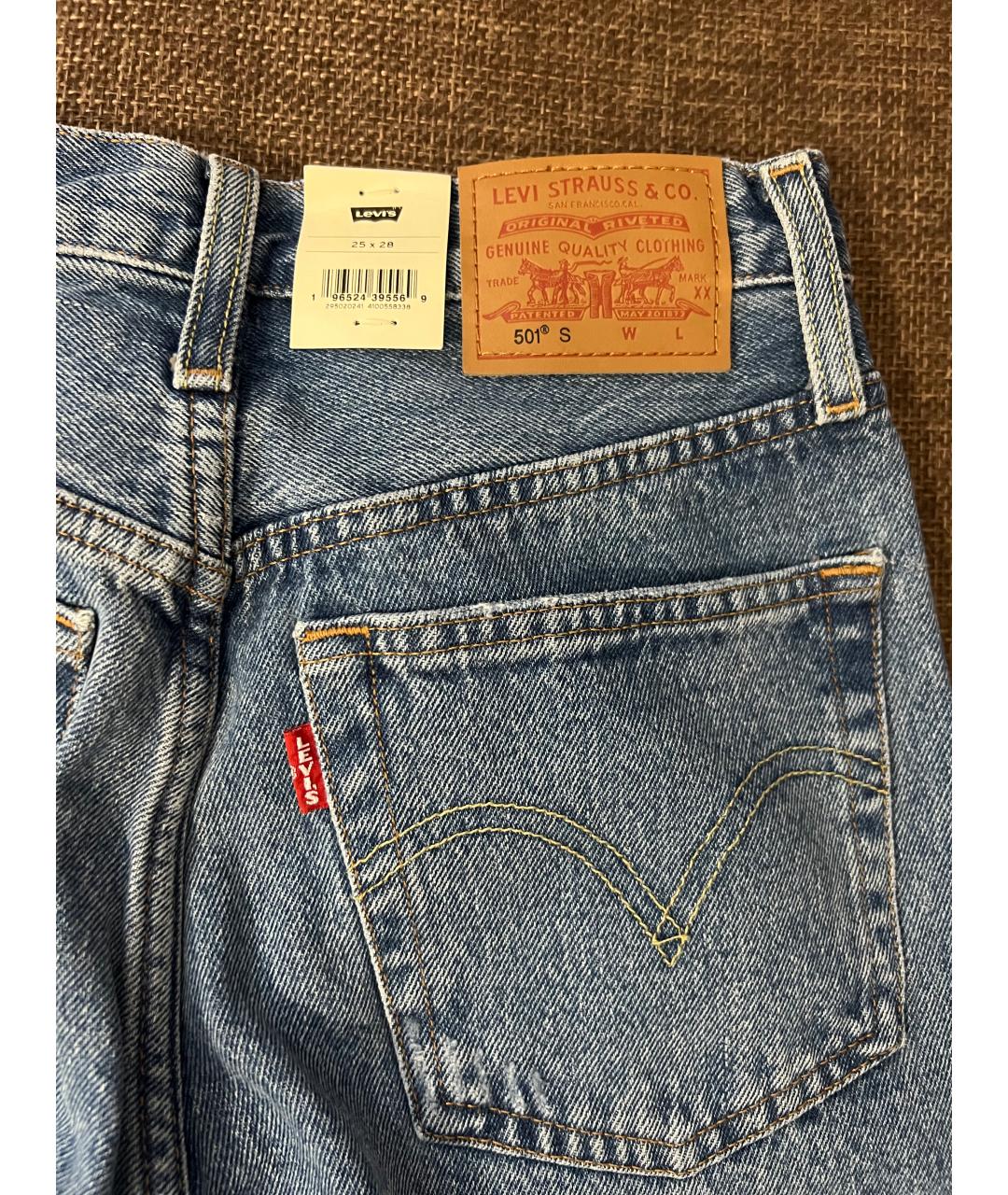 LEVI'S Синие хлопковые прямые джинсы, фото 6