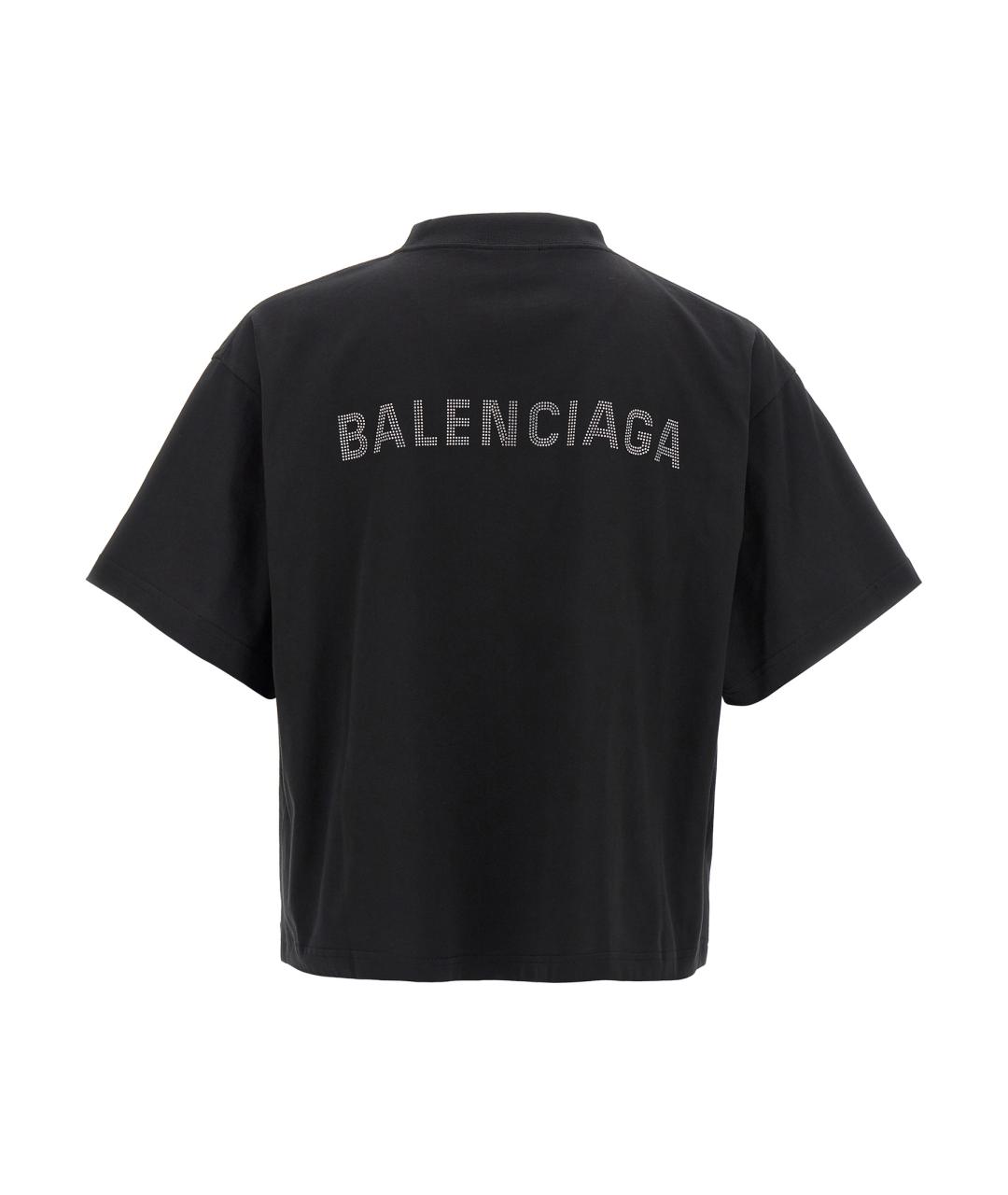 BALENCIAGA Черная хлопковая футболка, фото 2