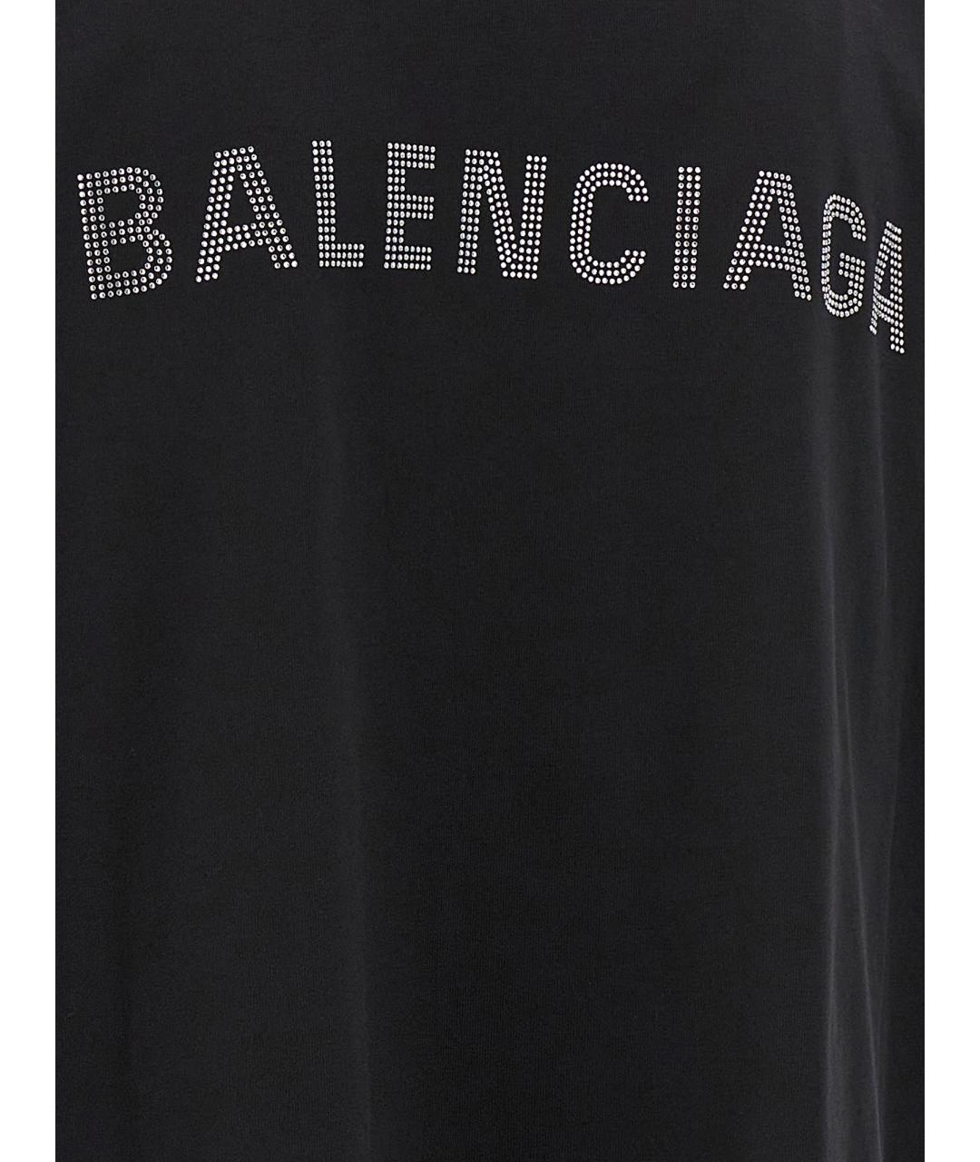 BALENCIAGA Черная хлопковая футболка, фото 4