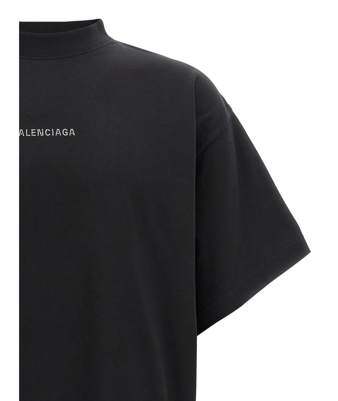 BALENCIAGA Черная хлопковая футболка, фото 3