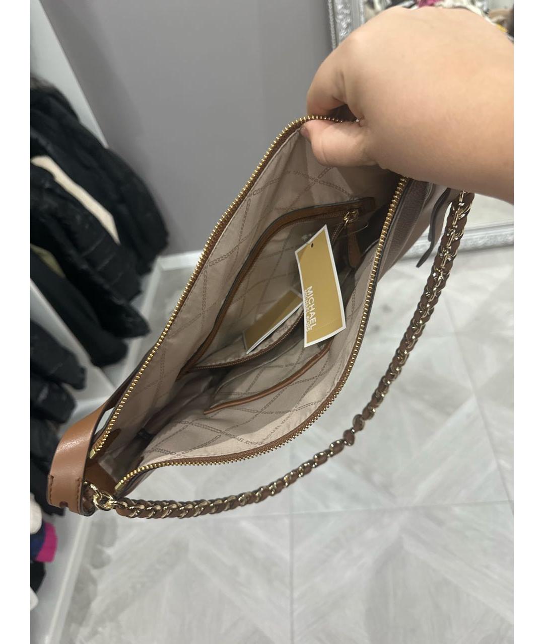 MICHAEL KORS Коричневая кожаная сумка через плечо, фото 4