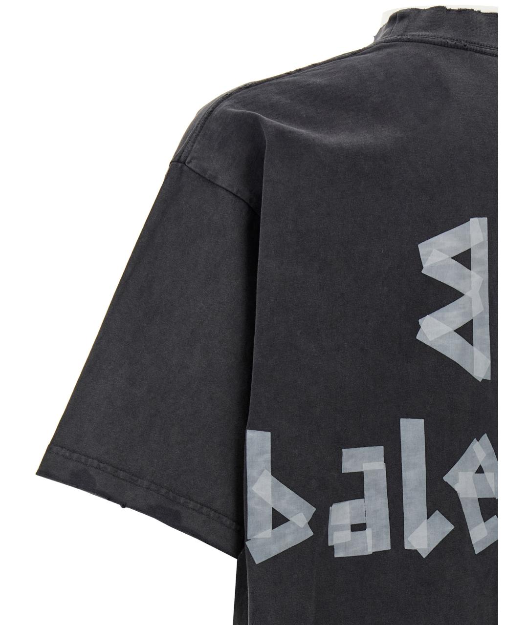 BALENCIAGA Серая хлопковая футболка, фото 4
