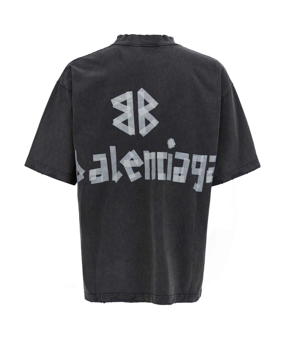 BALENCIAGA Серая хлопковая футболка, фото 2