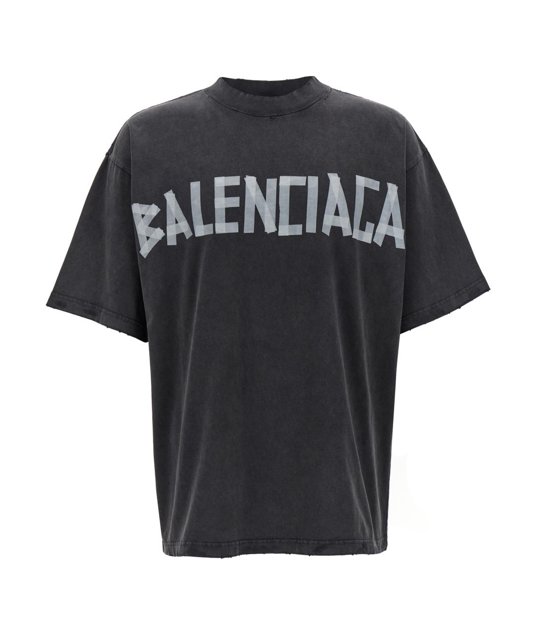 BALENCIAGA Серая хлопковая футболка, фото 1