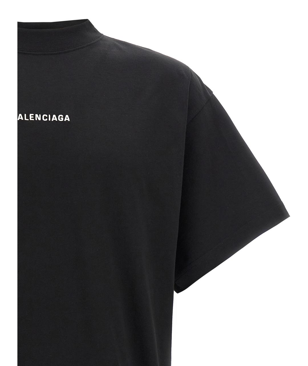 BALENCIAGA Черная хлопковая футболка, фото 3