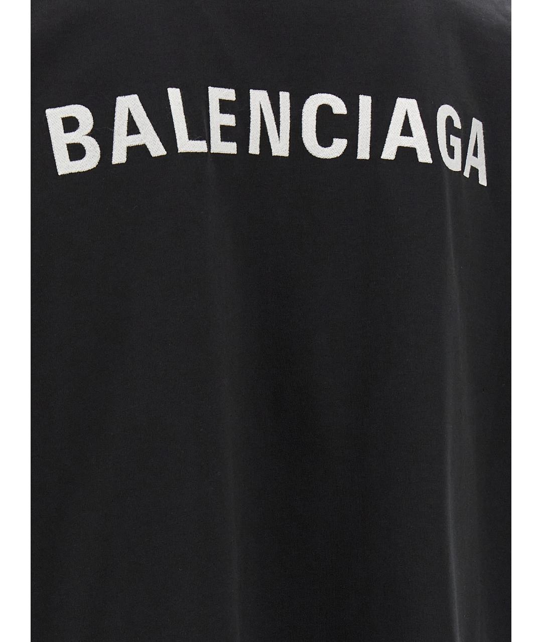BALENCIAGA Черная хлопковая футболка, фото 4