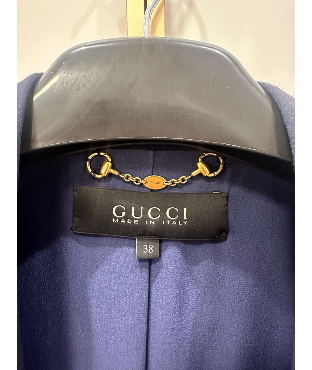 GUCCI Темно-синий велюровый жакет/пиджак, фото 3
