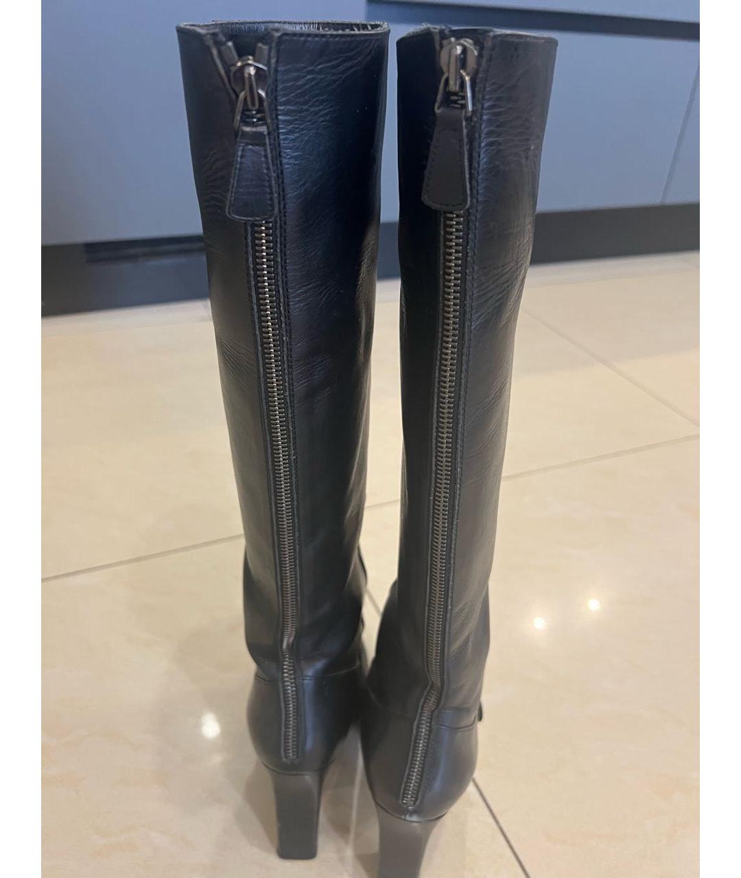 CHANEL Черные кожаные сапоги, фото 4