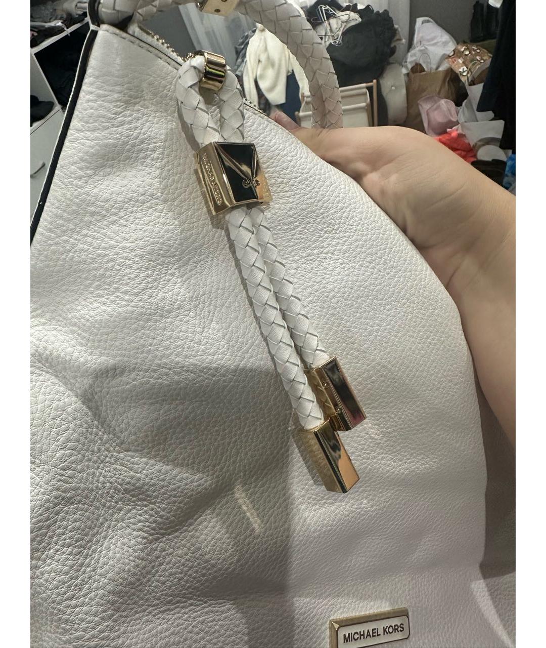 MICHAEL KORS Белая кожаная сумка тоут, фото 2