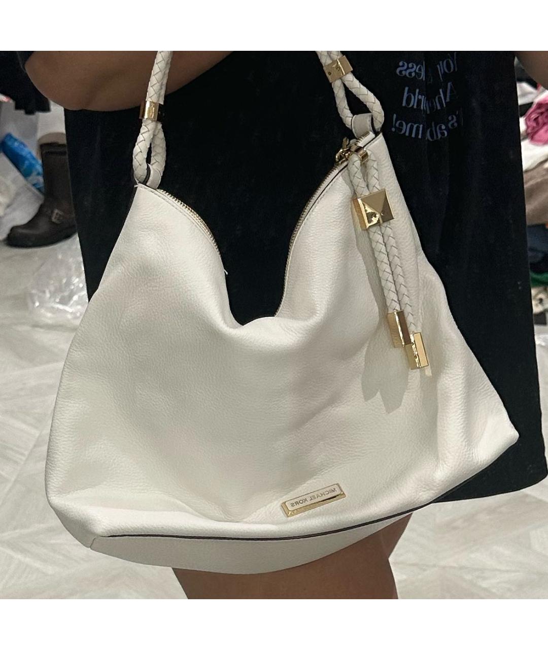 MICHAEL KORS Белая кожаная сумка тоут, фото 5