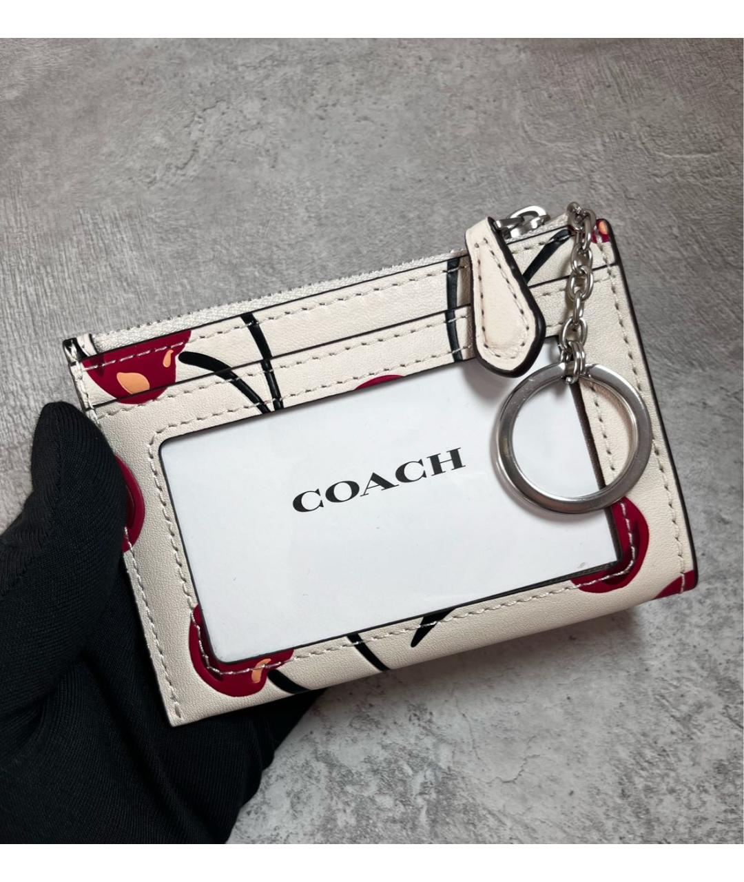 COACH Белый кожаный кардхолдер, фото 3