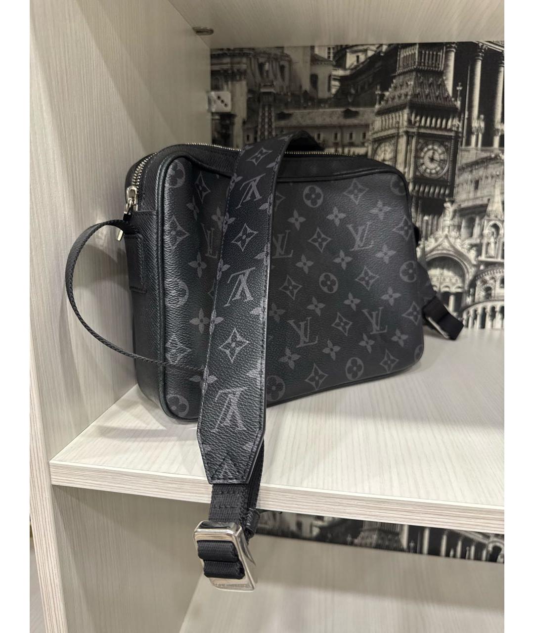 LOUIS VUITTON Антрацитовая кожаная сумка на плечо, фото 8