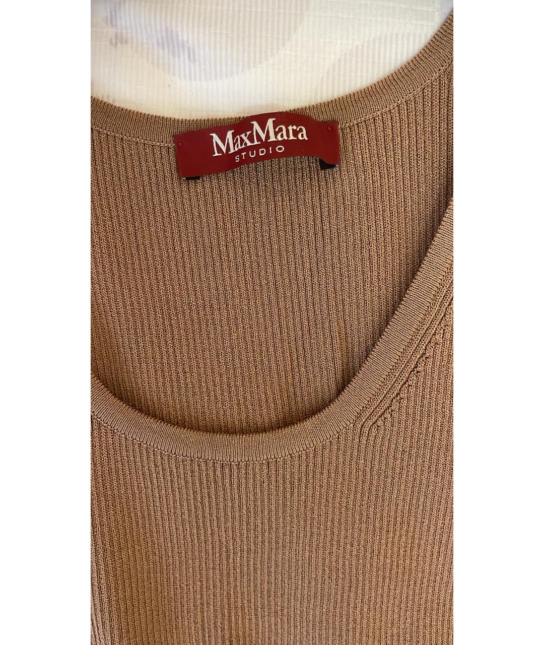 MAX MARA STUDIO Золотая полиамидовая майка, фото 3