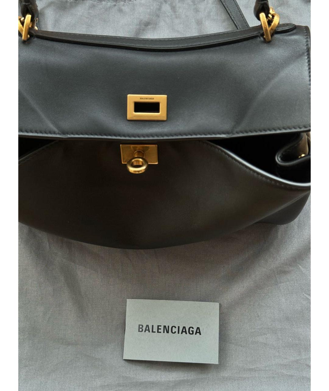 BALENCIAGA Черная кожаная сумка с короткими ручками, фото 6