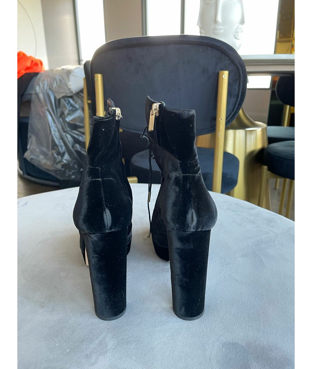 JIMMY CHOO Черные текстильные ботильоны, фото 4