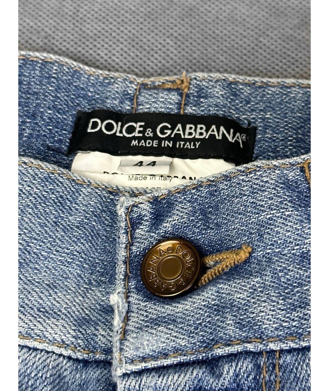 DOLCE&GABBANA Голубые хлопковые прямые джинсы, фото 3