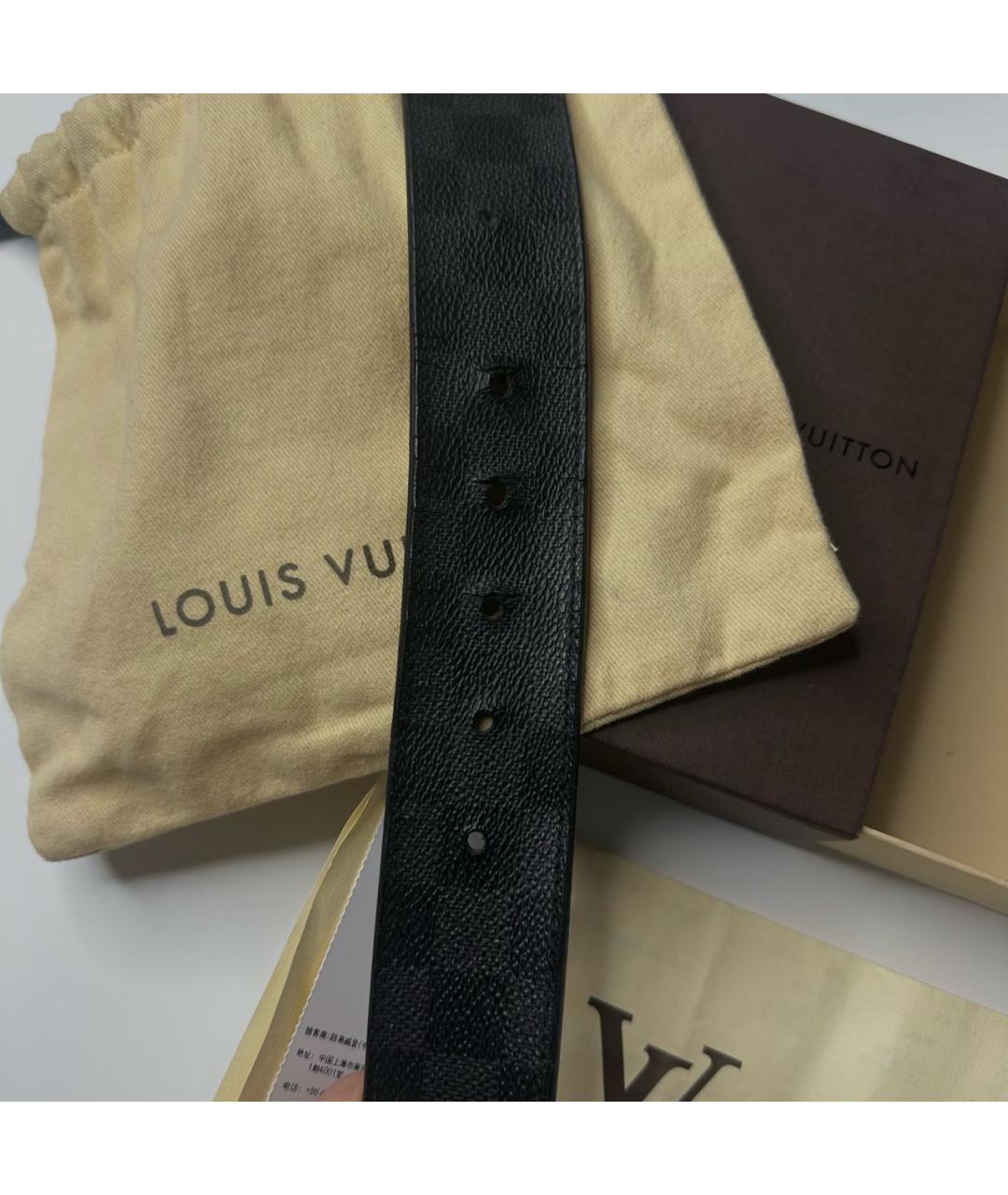 LOUIS VUITTON Черный кожаный ремень, фото 4