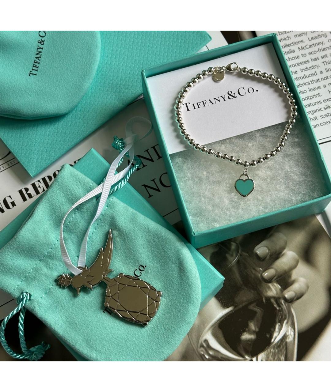 TIFFANY&CO Бирюзовый серебряный браслет, фото 6