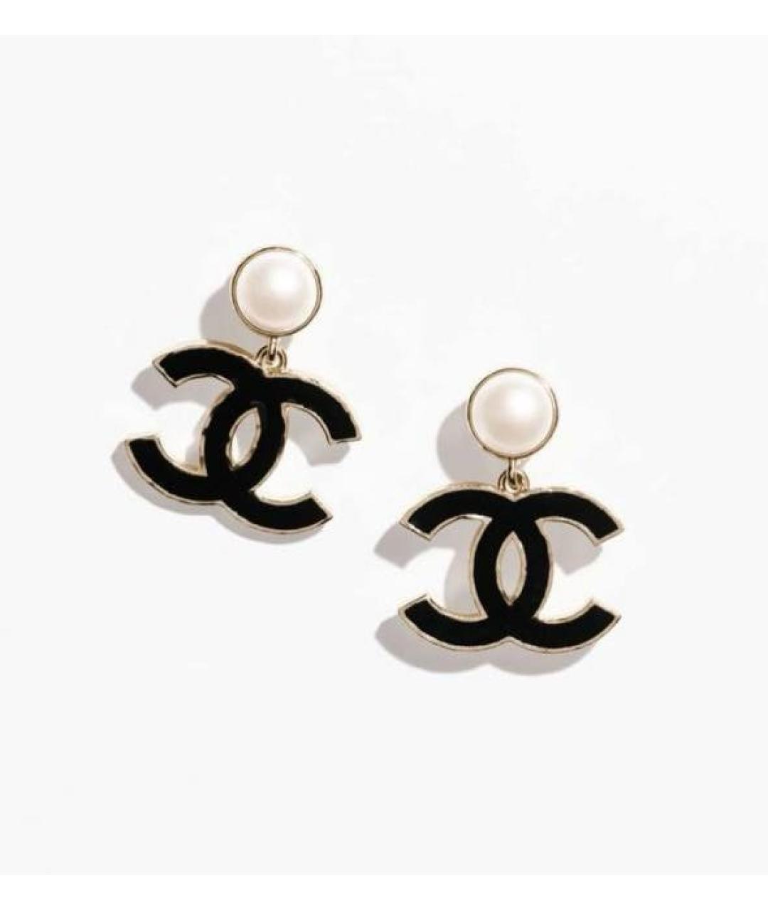 CHANEL Черные латунные серьги, фото 3