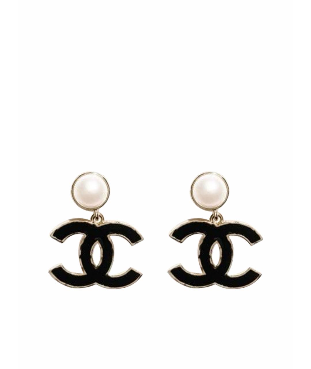 CHANEL Черные латунные серьги, фото 1