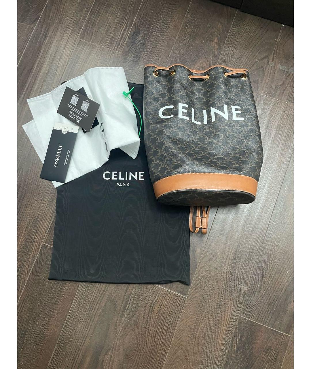 CELINE Коричневая кожаная сумка через плечо, фото 2