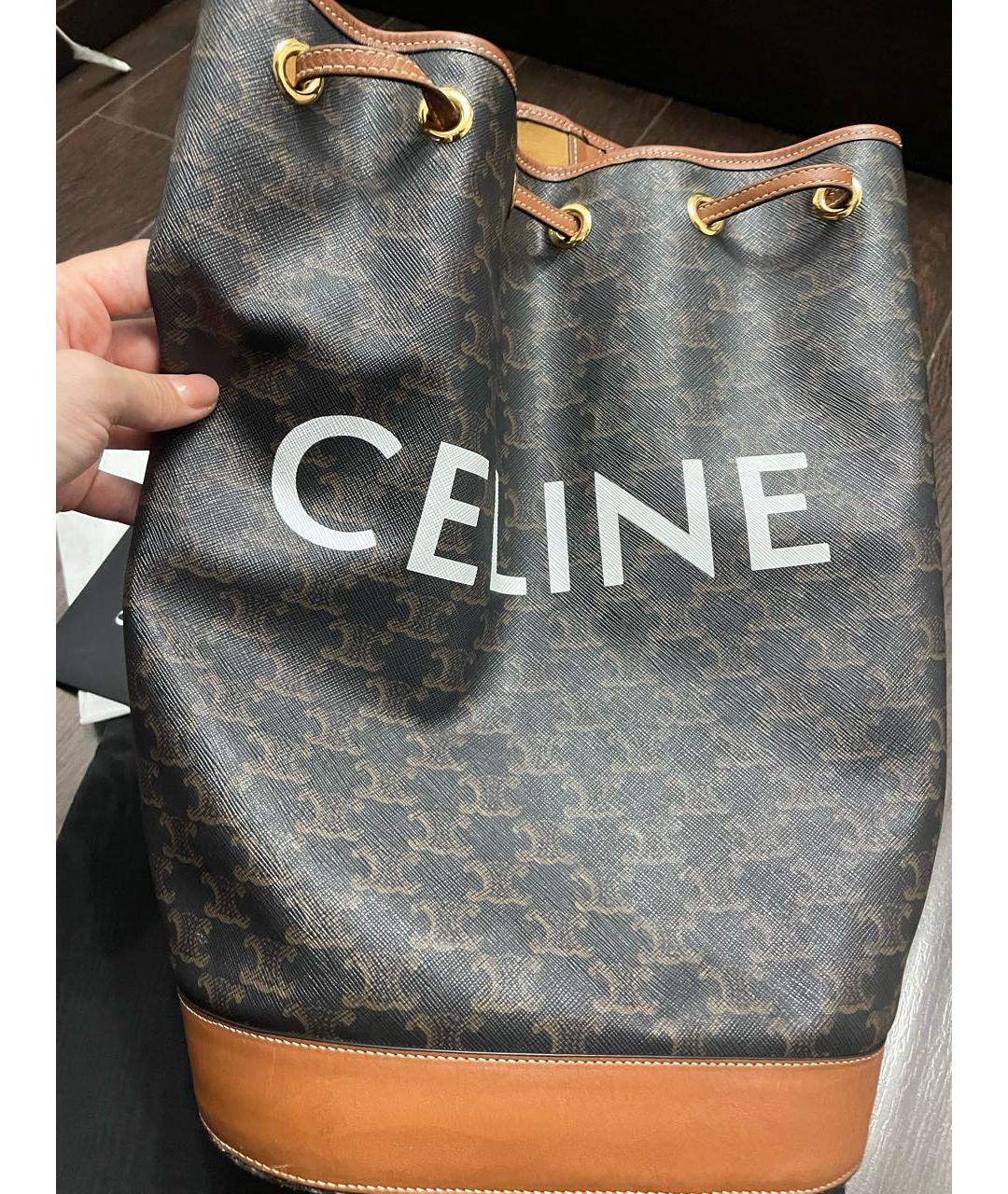 CELINE Коричневая кожаная сумка через плечо, фото 3