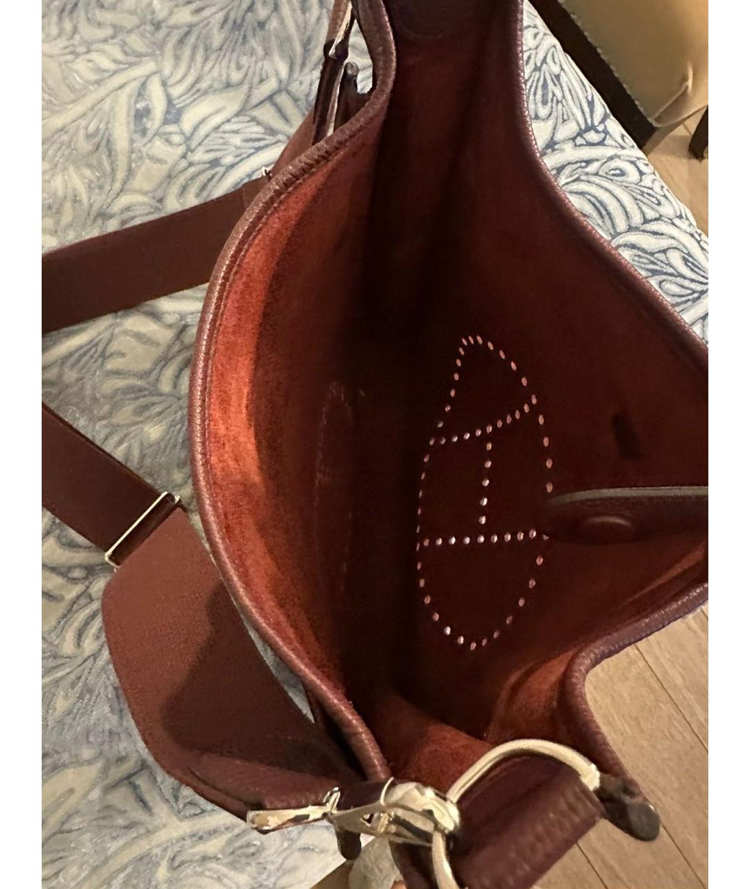HERMES Бордовая кожаная сумка через плечо, фото 5