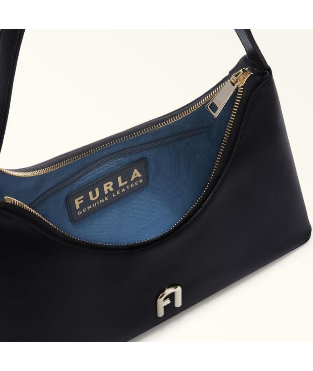 FURLA Черная кожаная сумка тоут, фото 4