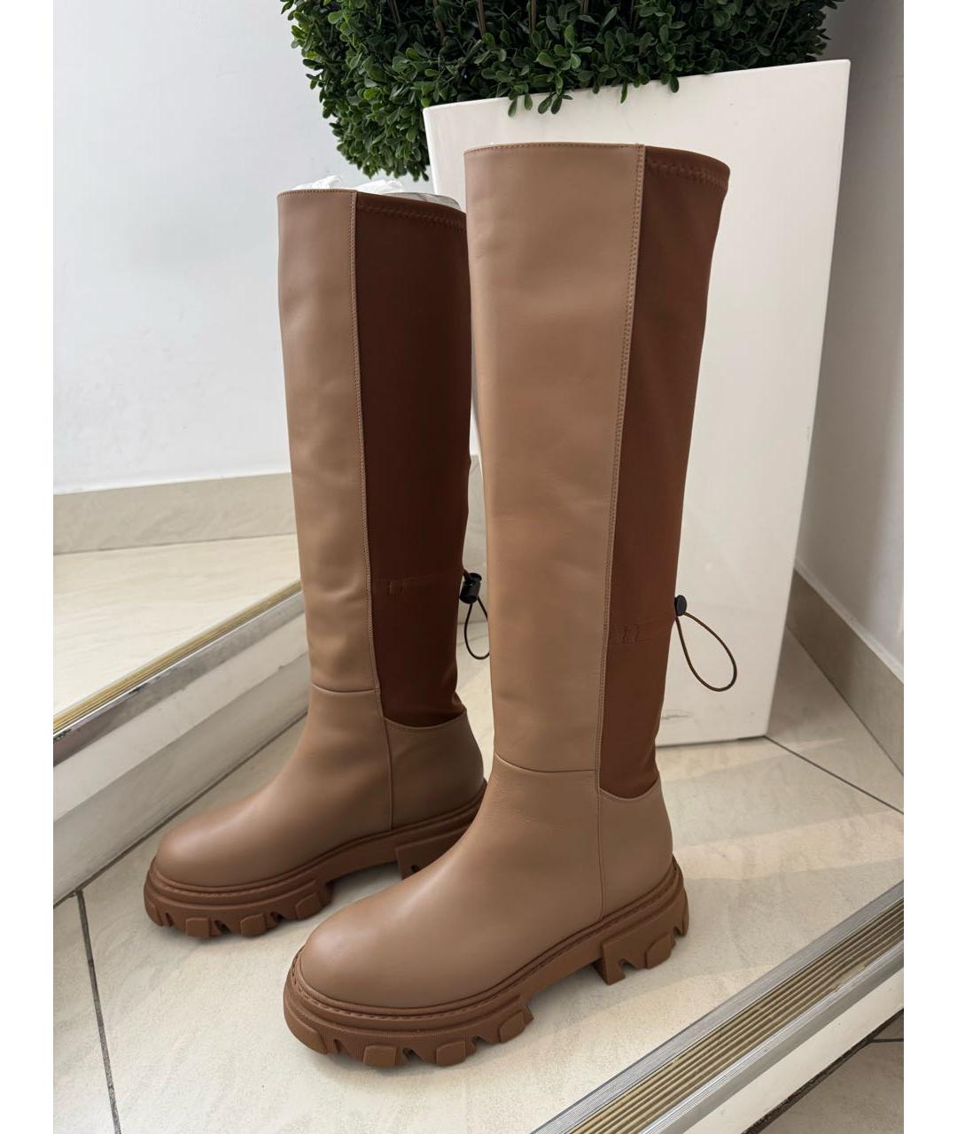 GIABORGHINI Бежевые кожаные сапоги, фото 5