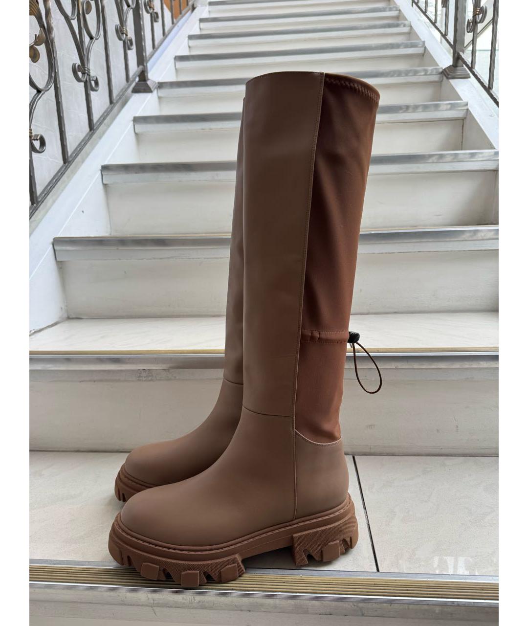 GIABORGHINI Бежевые кожаные сапоги, фото 3