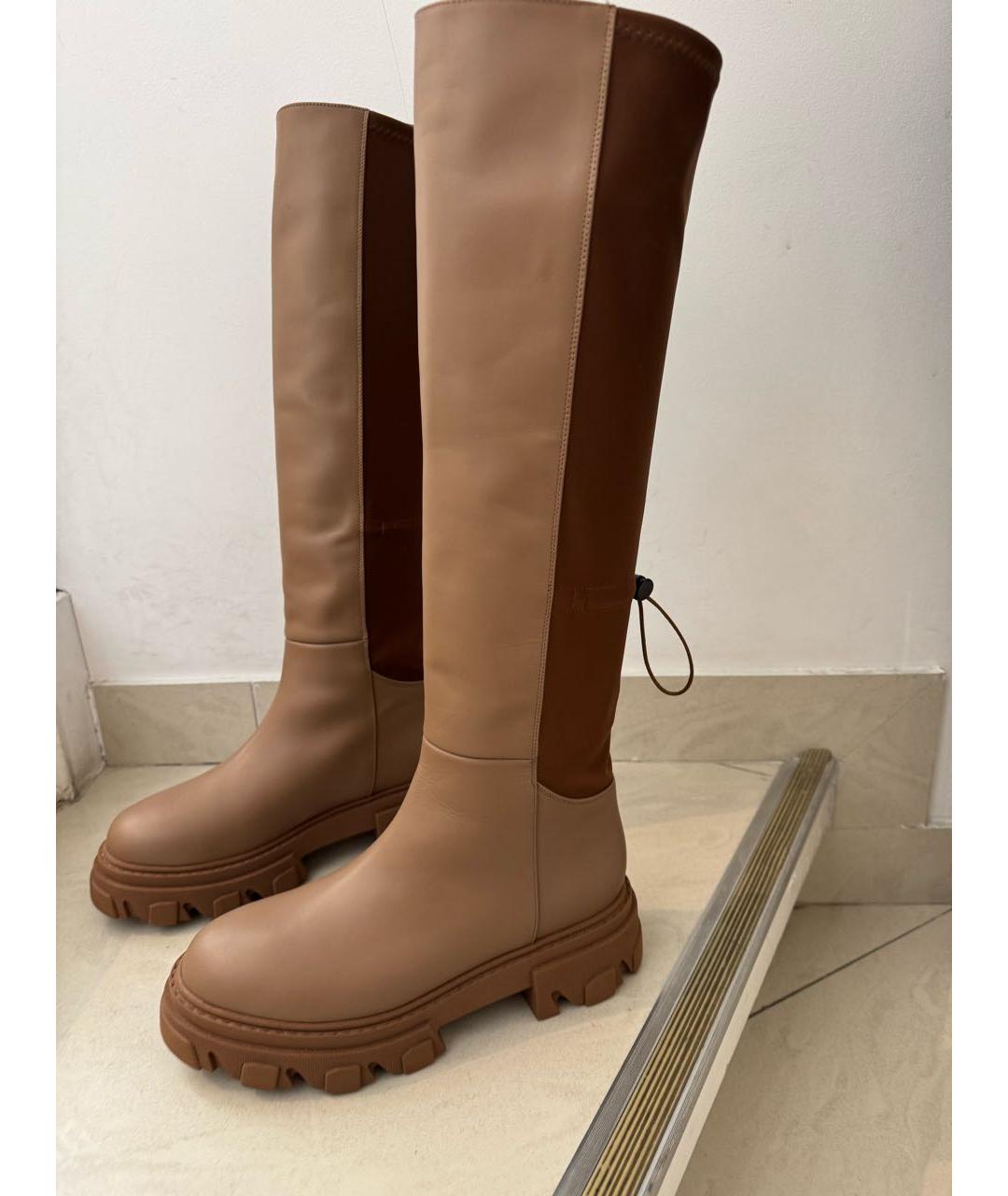 GIABORGHINI Бежевые кожаные сапоги, фото 2