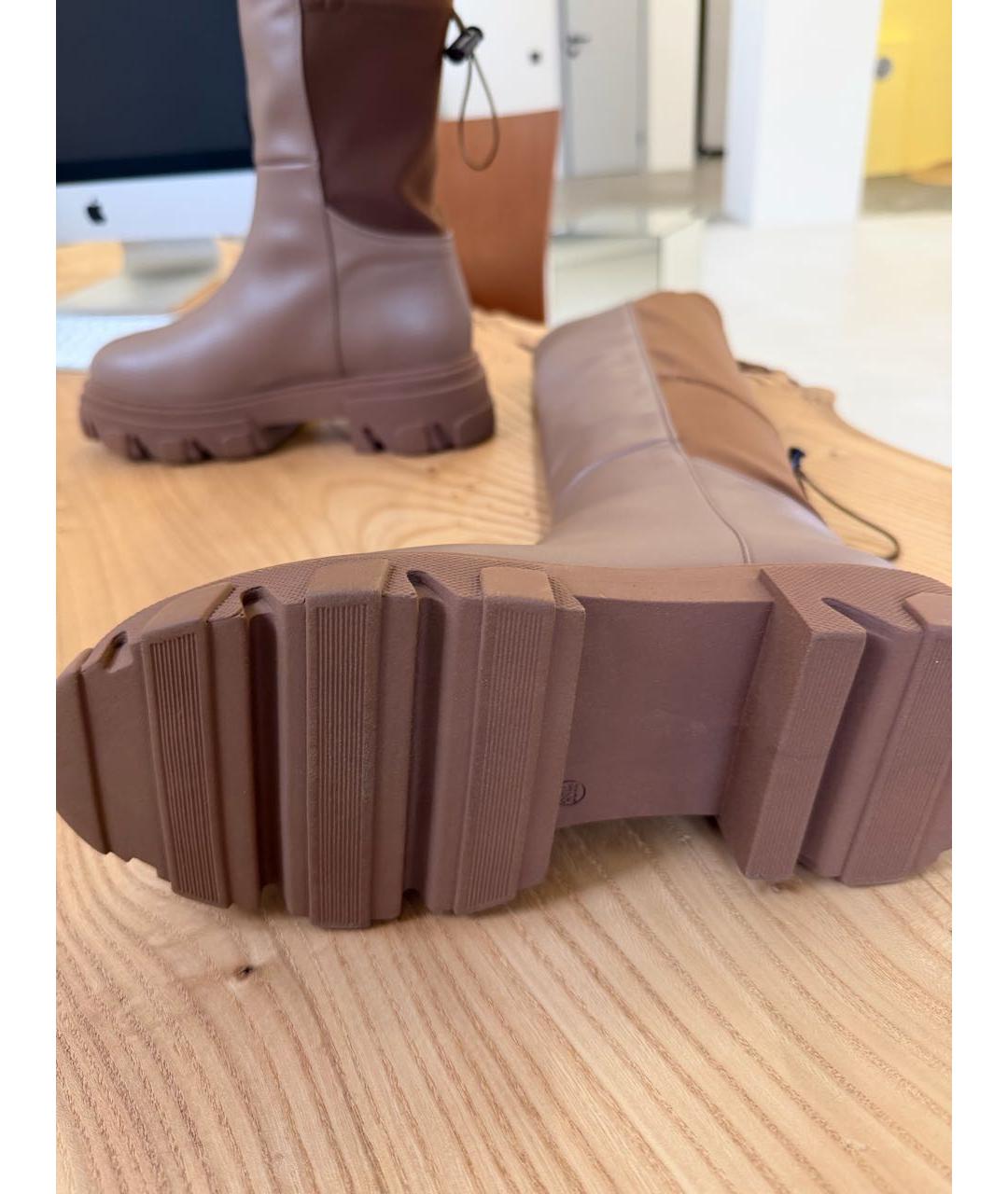 GIABORGHINI Бежевые кожаные сапоги, фото 3