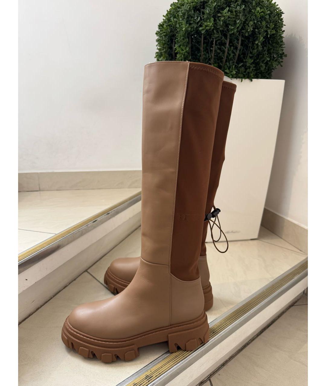 GIABORGHINI Бежевые кожаные сапоги, фото 8