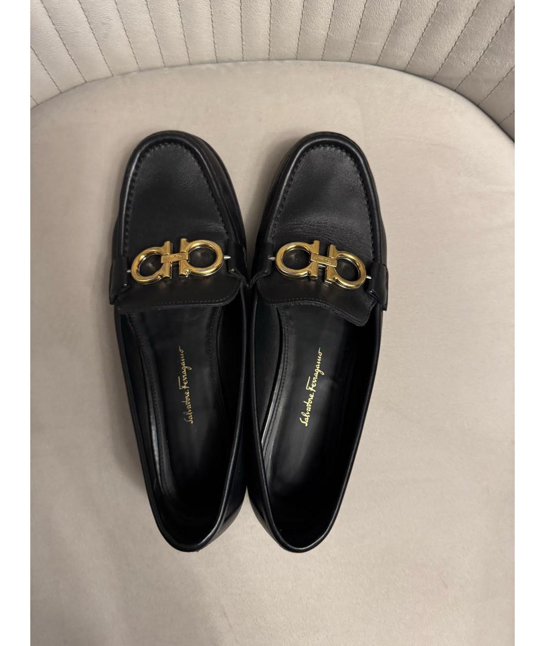 FERRAGAMO Черные кожаные лоферы, фото 3