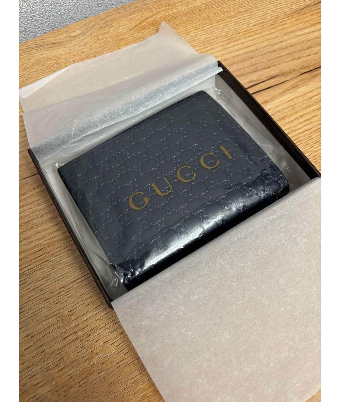 GUCCI Темно-синий кожаный кошелек, фото 7