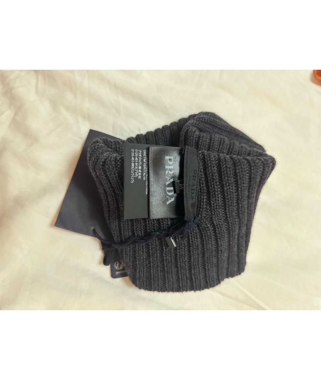 PRADA Антрацитовая шерстяная шапка, фото 4