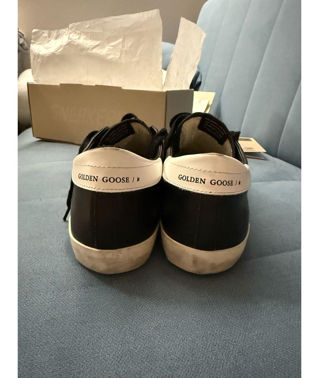 GOLDEN GOOSE DELUXE BRAND Черные кожаные низкие кроссовки / кеды, фото 4