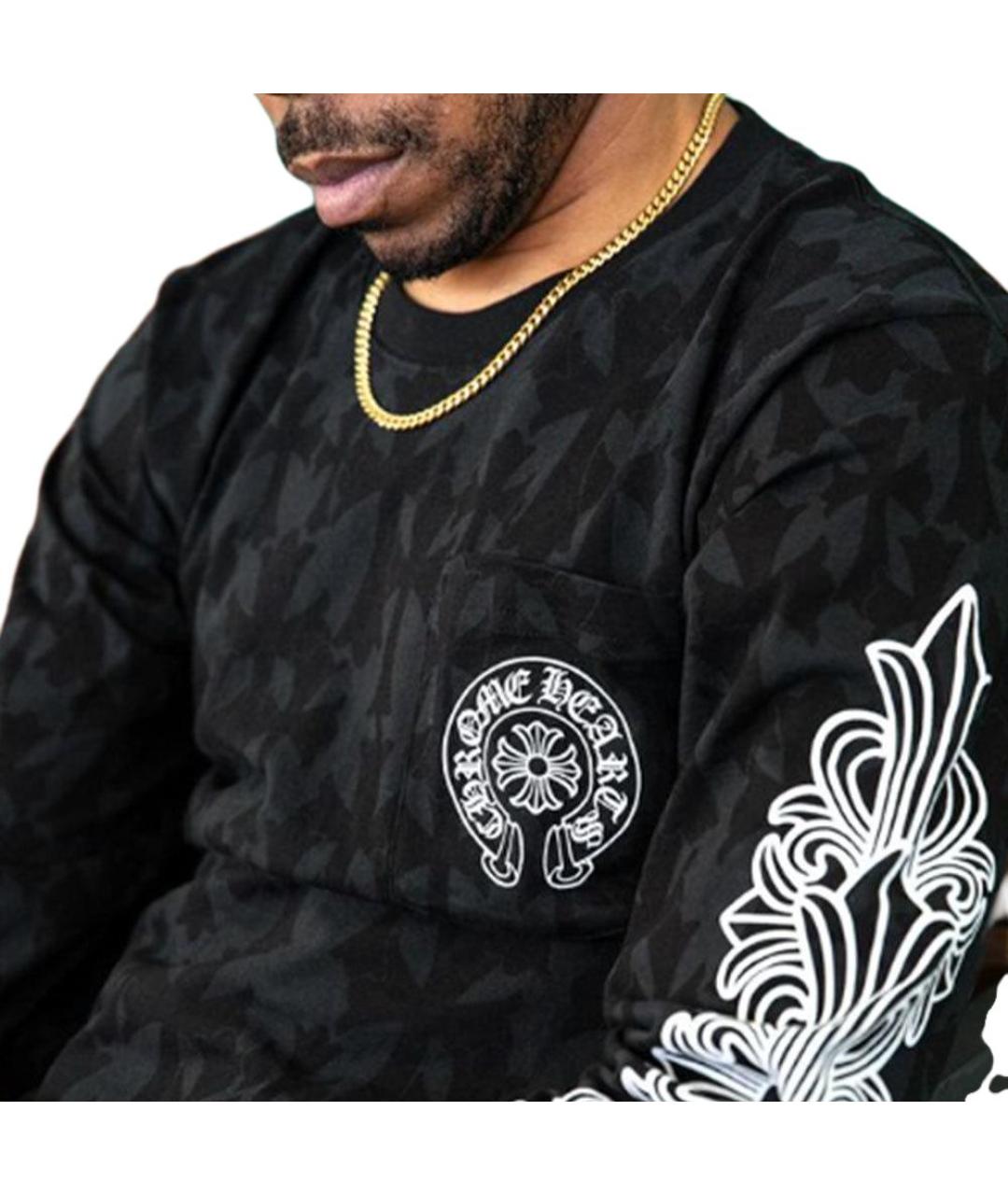 CHROME HEARTS Черная хлопковая футболка, фото 3