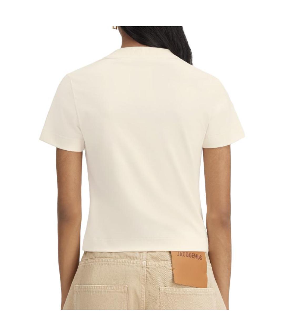 JACQUEMUS Бежевая хлопковая футболка, фото 3