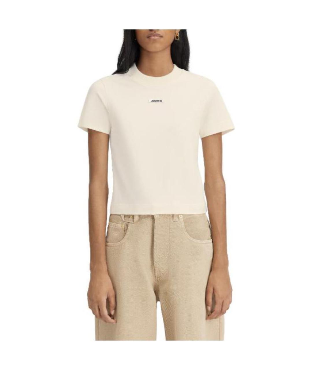 JACQUEMUS Бежевая хлопковая футболка, фото 2