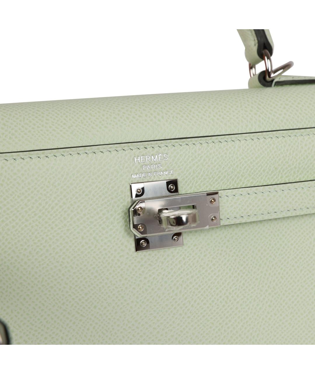 HERMES Салатовая кожаная сумка с короткими ручками, фото 7