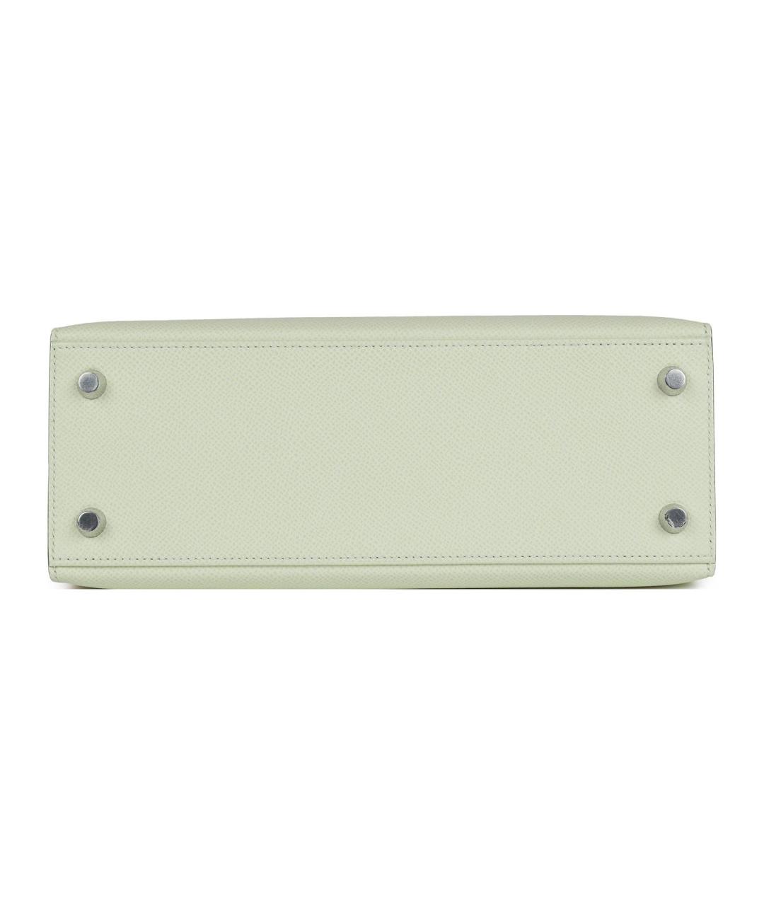 HERMES Салатовая кожаная сумка с короткими ручками, фото 5