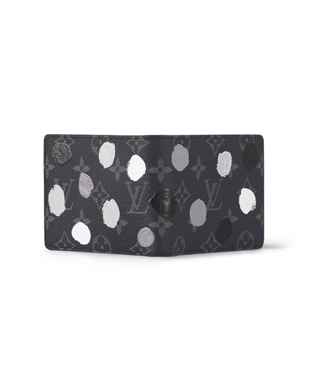 LOUIS VUITTON Черный кожаный кошелек, фото 3