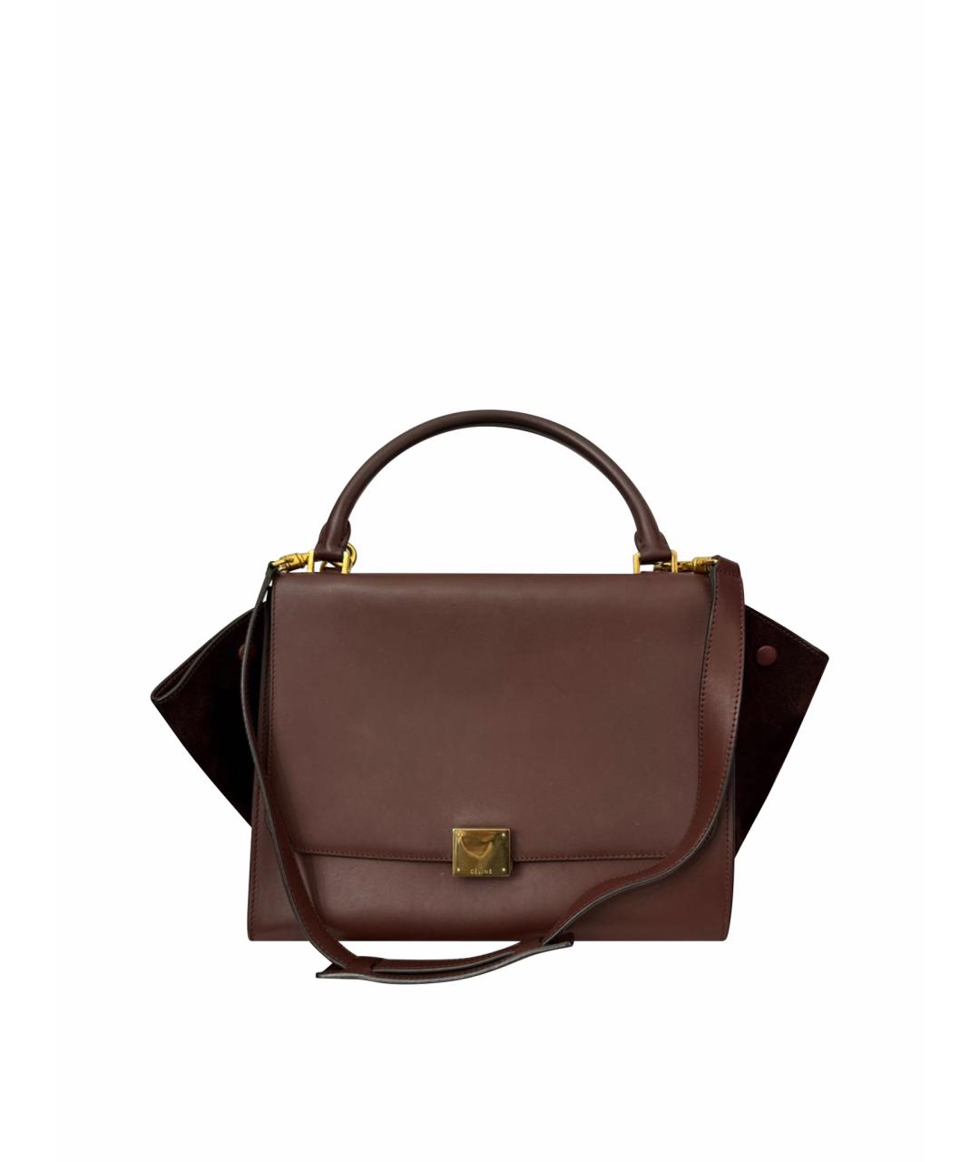 CELINE Бордовая кожаная сумка с короткими ручками, фото 1