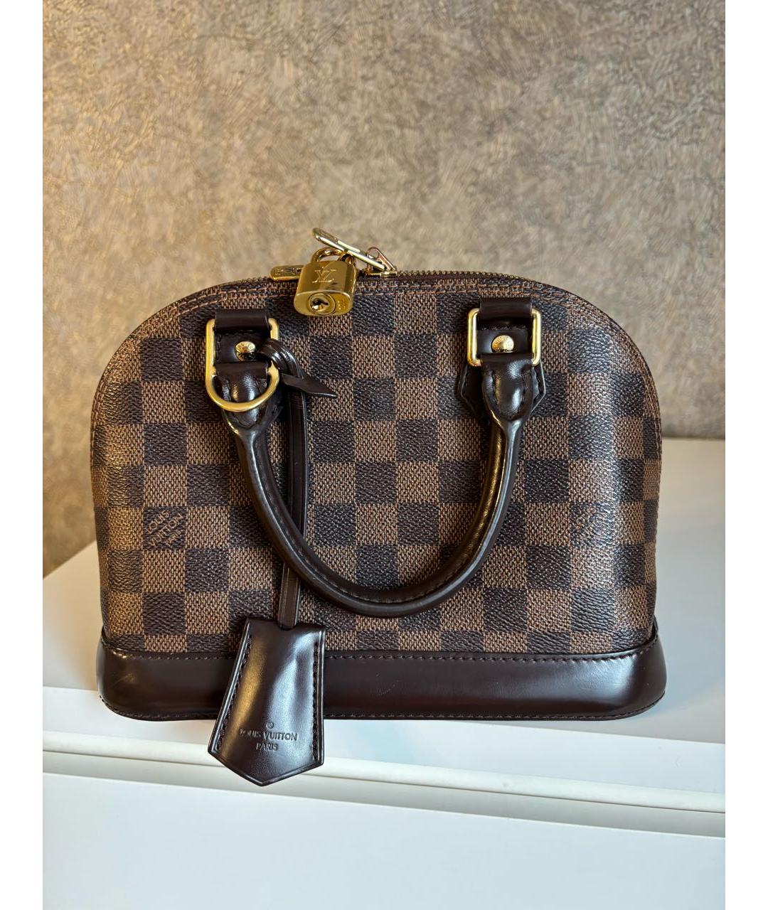 LOUIS VUITTON Коричневая сумка с короткими ручками из искусственной кожи, фото 9