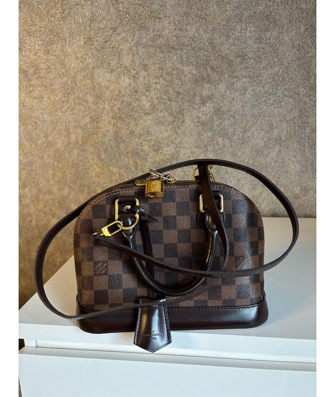 LOUIS VUITTON Коричневая сумка с короткими ручками из искусственной кожи, фото 2
